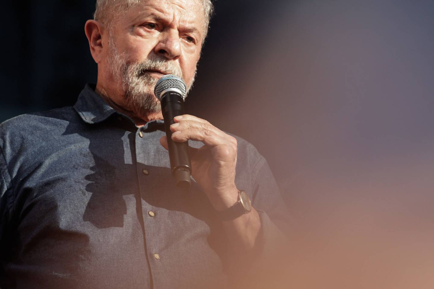 Ex-presidente Lula durante discurso em São Paulo para comemorar o primeiro de maio, dia internacional do trabalhador