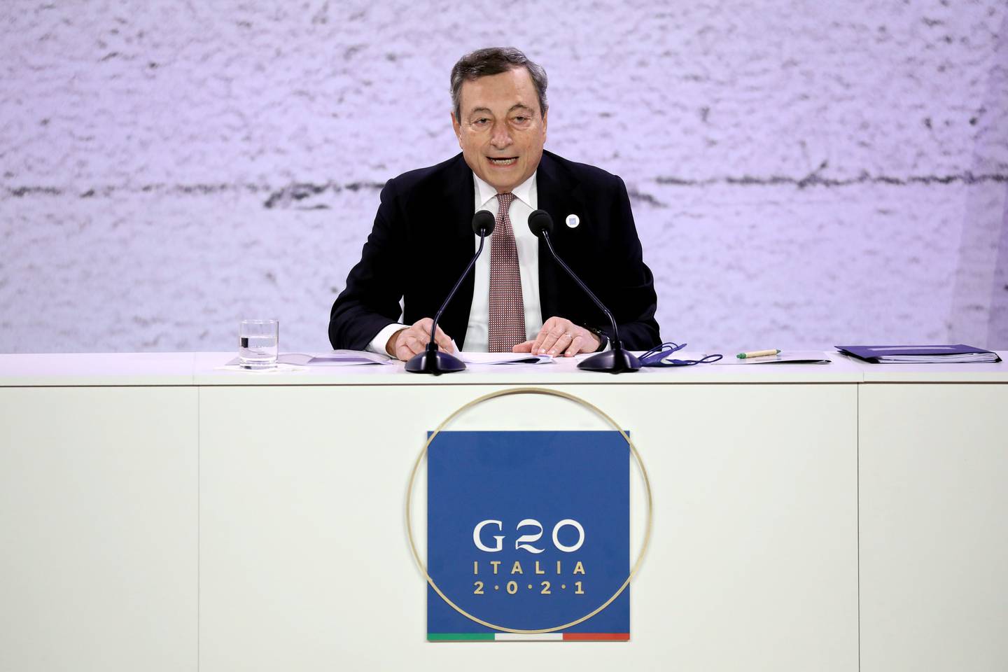 Mario Draghi, primer ministro de Italia, habla durante una nueva conferencia del G-20.dfd