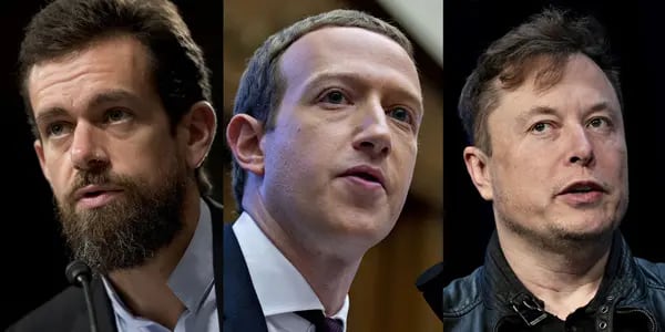 Jack Dorsey, Marck Zuckerberg y Elon Musk