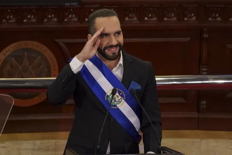 Nayib Bukele, en su discurso de rendición de cuentas por su tercer año de mandato como presidente de El Salvador.dfd