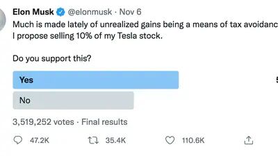 Resultados da pesquisa de Musk no Twitter em 7 de novembro.Fonte: Elon Musk / Twitter