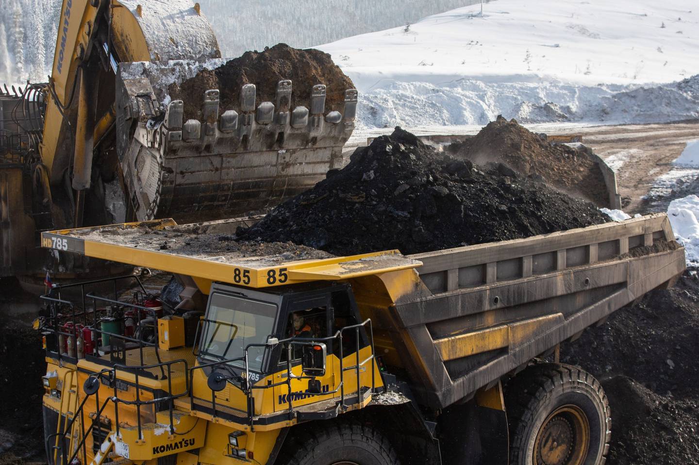 Una mina de carbón a cielo abierto en Mezhdurechensk, Rusia.