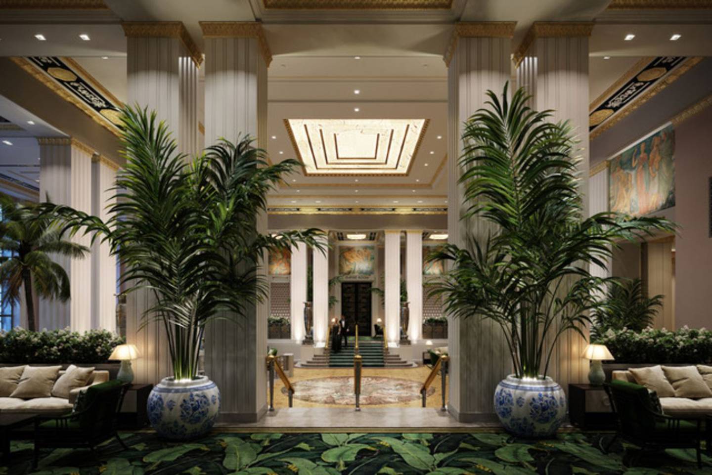 Una representación del vestíbulo de Park Avenue. (Foto: The Waldorf Astoria)dfd