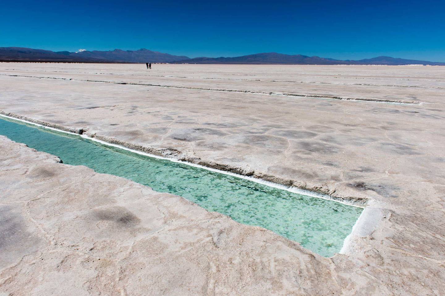 Mineração de sal em Salinas Grandes na fronteira entre as províncias de Salta e Jujuy