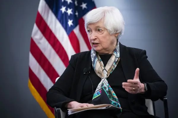 Janet Yellen, secretaria del Tesoro de Estados Unidos, habla durante un evento en el Atlantic Council en Washington, D.C., Estados Unidos, el miércoles 13 de abril de 2022.