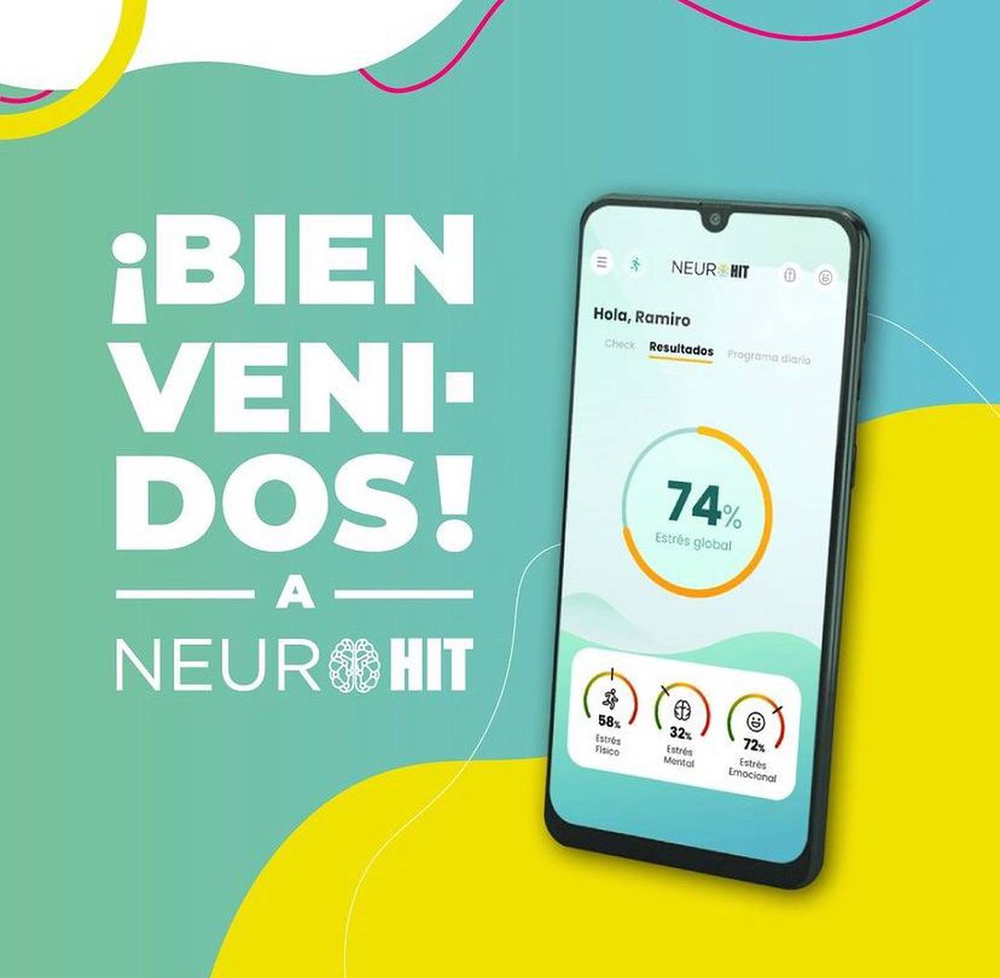 La app chilena NeuroHIT detecta niveles de estrés y ofrece estrategias para su gestión. Imagen: Cortesía NeuroHITdfd