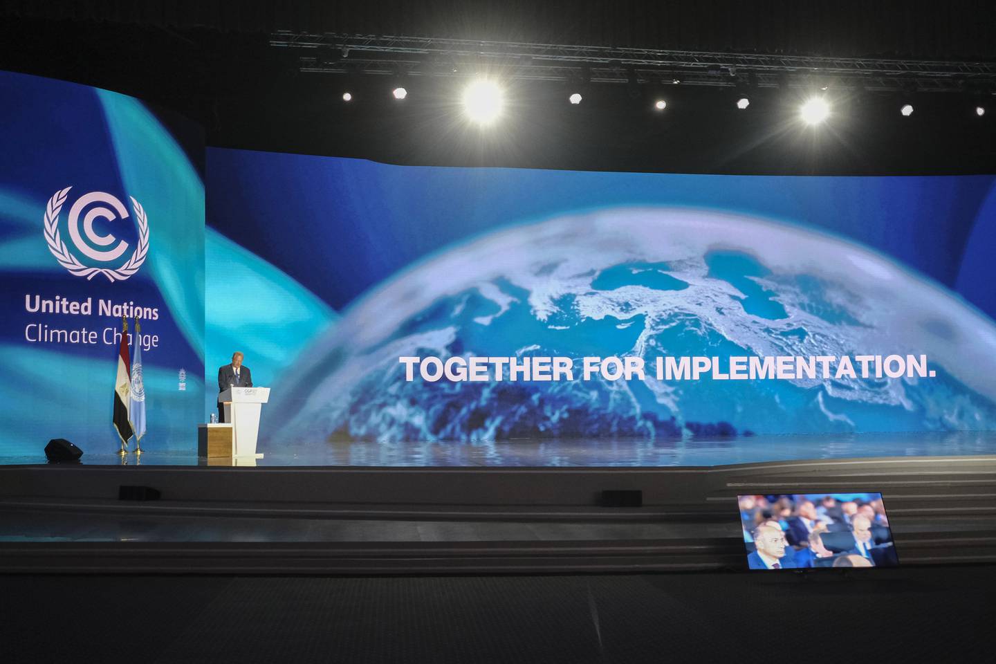 Al Gore, presidente de Generation Investment Management LLP, durante una sesión plenaria en la conferencia sobre el clima COP27 en el Centro Internacional de Convenciones de Sharm El Sheikh, Egipto, el lunes 7 de noviembre de 2022.