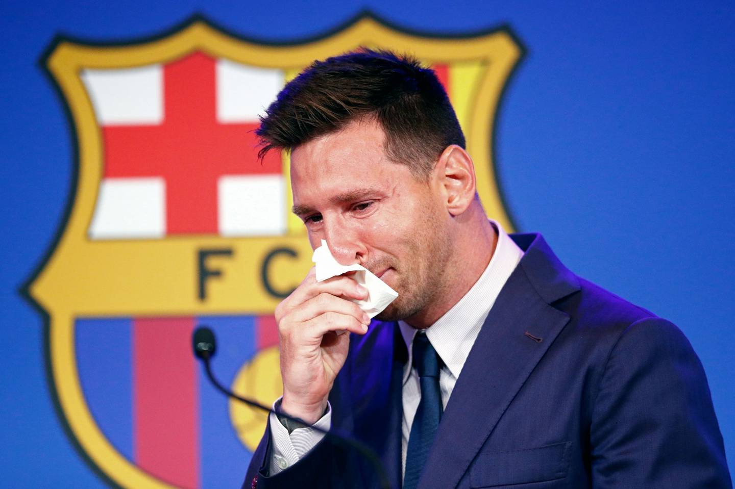 Lionel Messi durante su despedida del FC Barcelonadfd