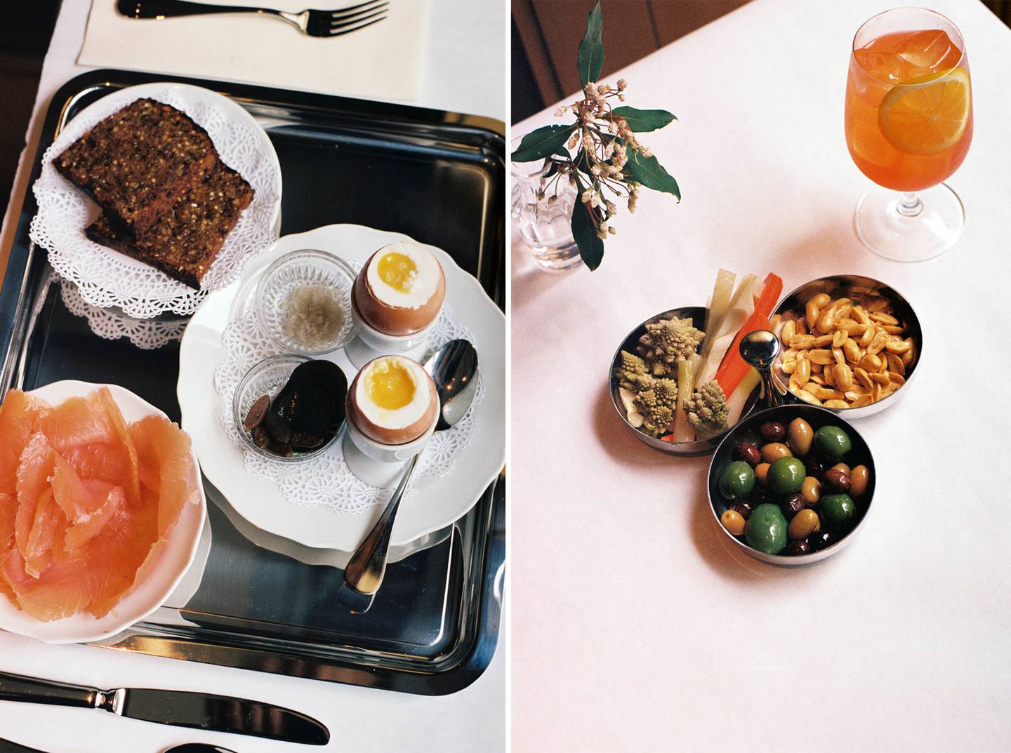 The chic Italian caffe Lodi goes big on breakfast (left); later in the day, it's an aperitivo destination.dfd