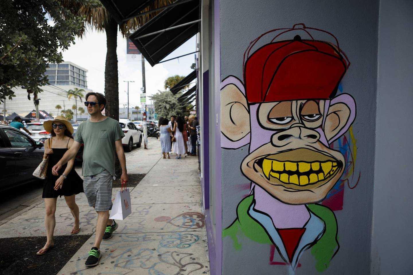 Bored Ape NFT graffiti in the Wynwood neighborhood of Miami, Florida.