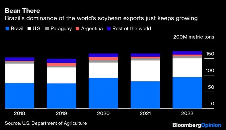 El dominio de Brasil sobre el mercado de exportación de grano de soja no hace más que aumentar.dfd