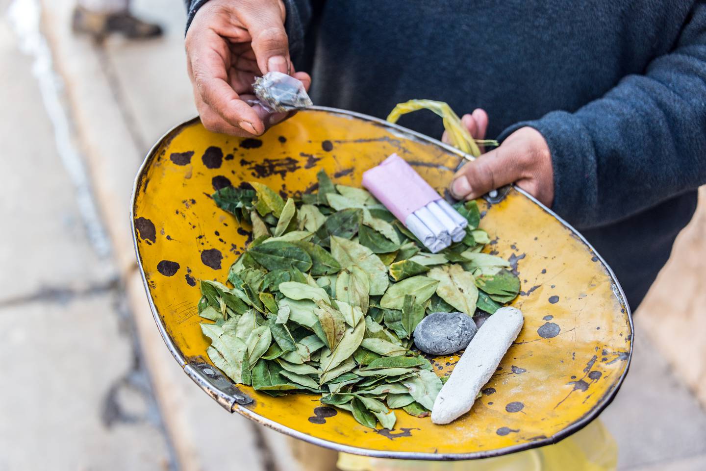 The production of coca lead for its traditional use, to be masticated (called 'pijcheo') is legal in Bolivia, but a large percentage of the harvested crop ends up being trafficked as an ingredient for cocaine
