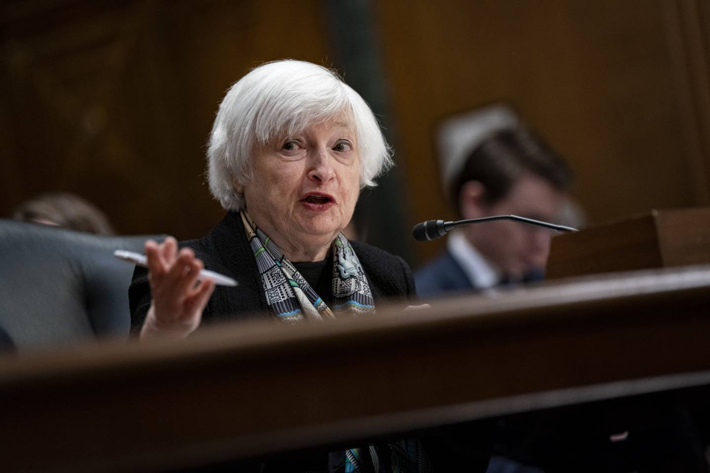Janet Yellen, secretaria del Tesoro de EE.UU., durante una audiencia del Comité de Finanzas del Senado en Washington, DC, EE.UU., el jueves 16 de marzo de 2023.