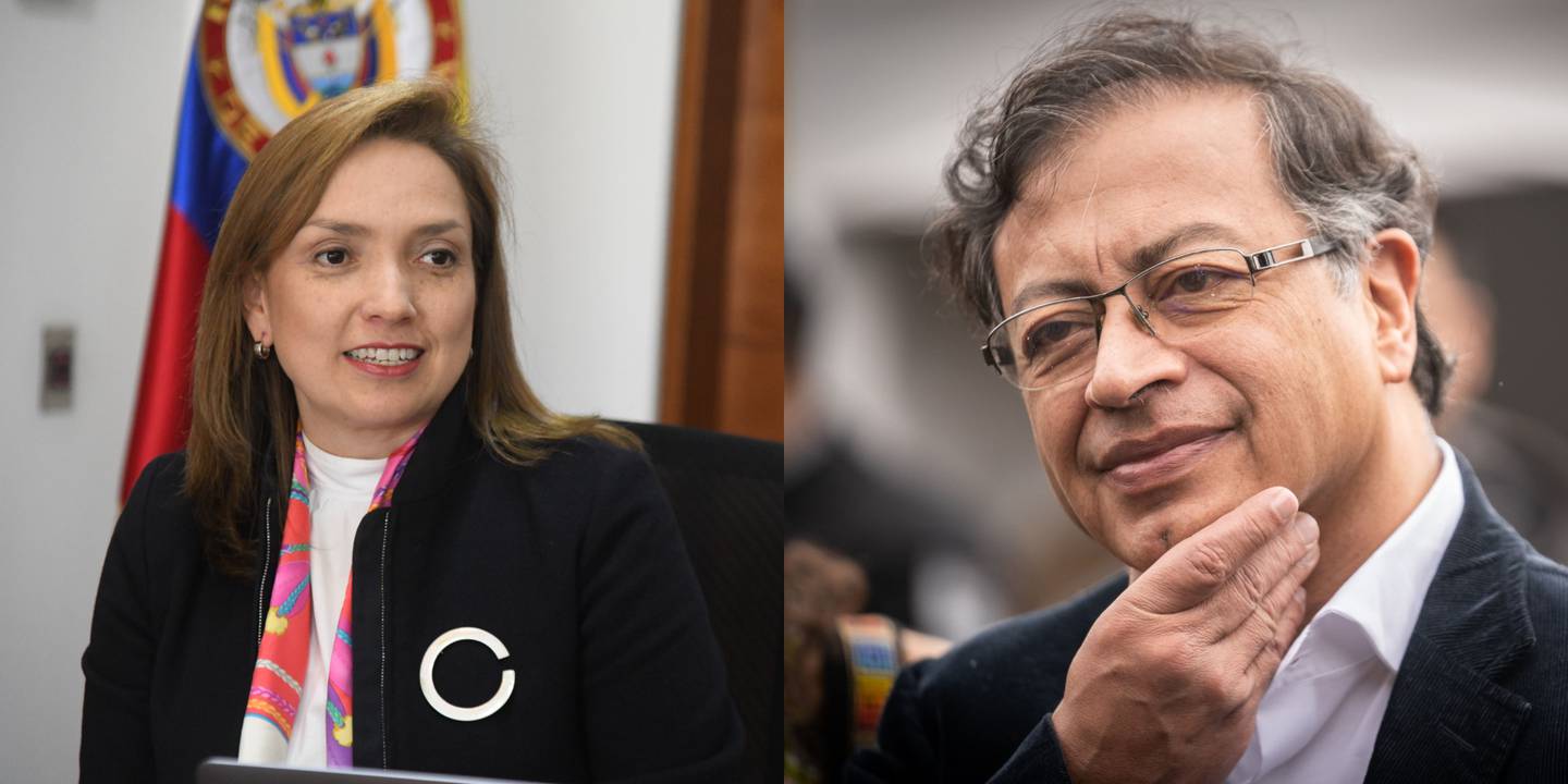 La ministra TIC, Carmen Ligia Valderrama, y el presidente electo, Gustavo Petro.