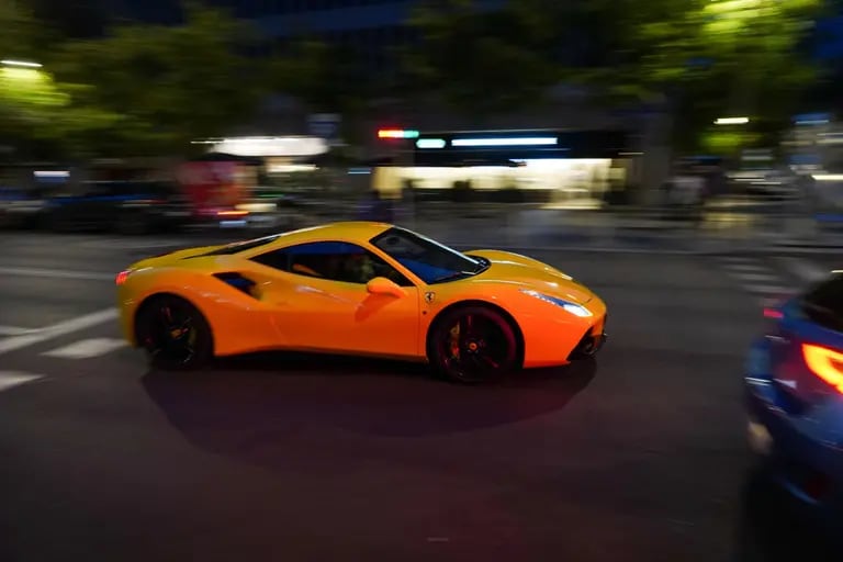 A Ferrari NV F8 Tributo supercar in the Salamanca district of Madrid, Spain, on Saturday, May 27, 2023. A flood of funds from well-heeled Latin Americans is changing the face of Madrid: driving property prices soaring and creating a sizzling hot high-end dining scene.dfd
