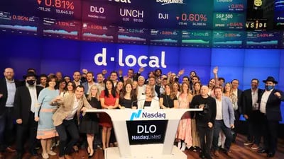 Cerimônia de estreia da startup uruguaia DLocal em junho de 2021 na Nasdaq, antes do fechamento da janela para ofertas que já dura mais de um ano