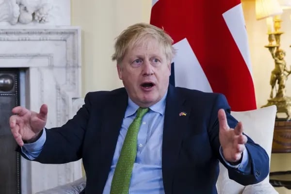 Boris Johnson, primer ministro de Reino Unido, durante su reunión bilateral con Magdalena Andersson, primera ministra de Suecia, en el número 10 de Downing Street en Londres, Reino Unido, el martes 15 de marzo de 2022.