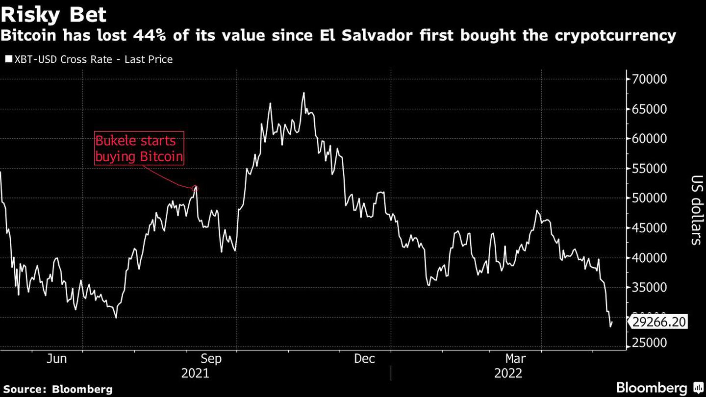 Bitcoin perdeu 44% de seu valor desde que El Salvador comprou a criptomoeda pela primeira vezdfd