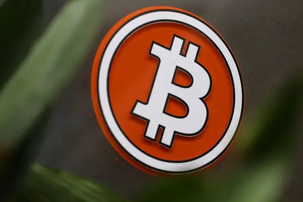 The Bitcoin symbol.