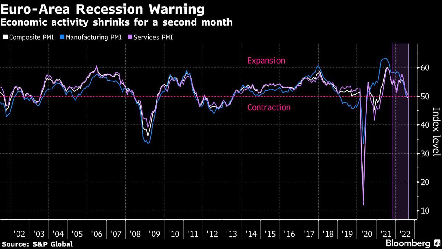 La actividad económica de la zona euro se reduce por segundo mes consecutivodfd
