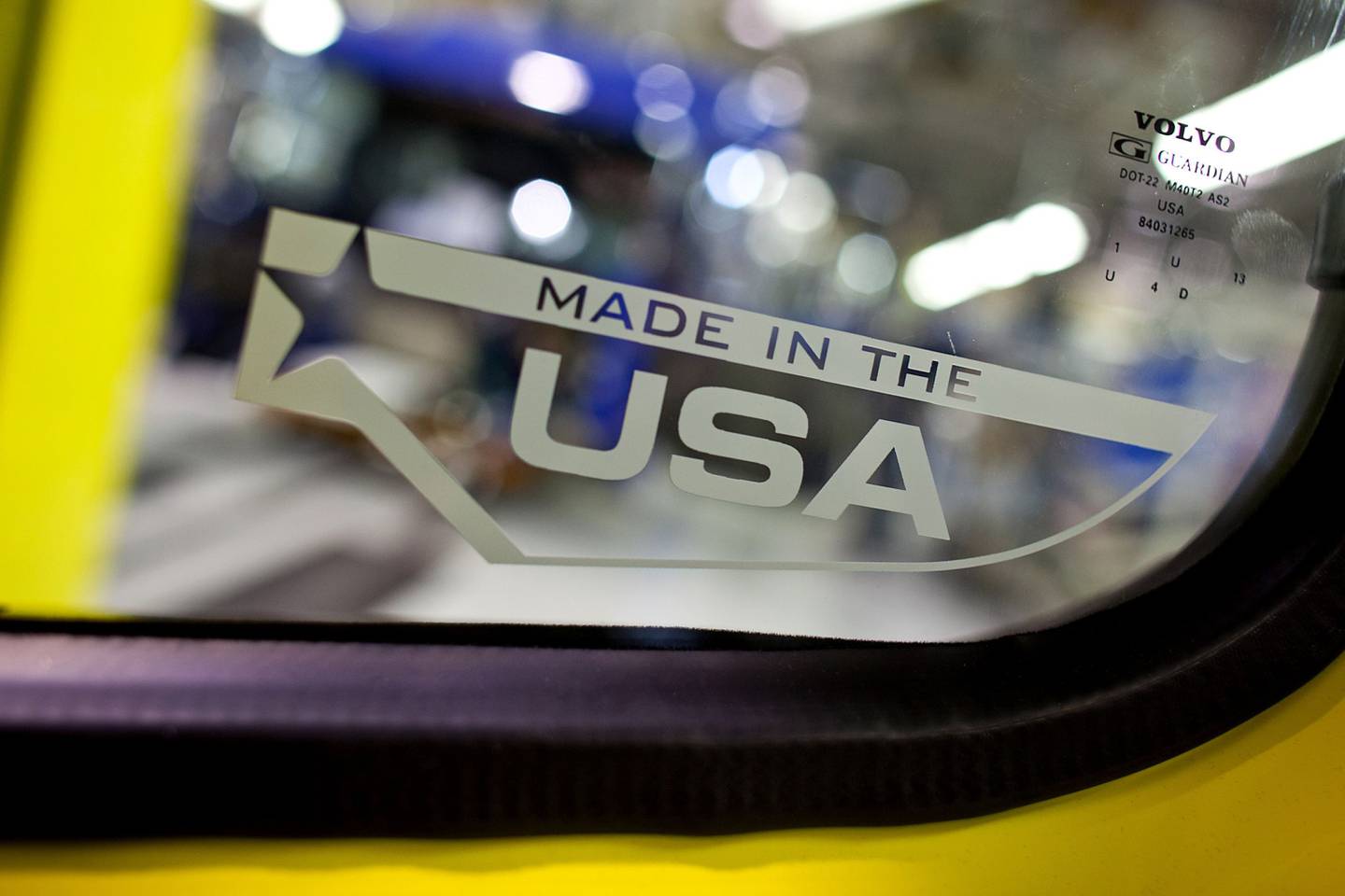 A "Made in the USA" sticker. Photographer: Justin Ide/Bloomberg
