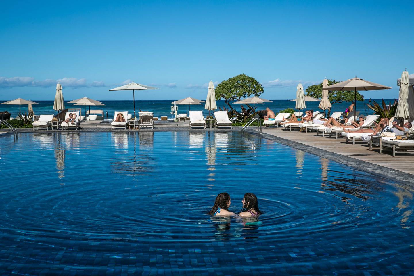 A beach swimming pool at the Four Seasons Hotel Hualalai.
