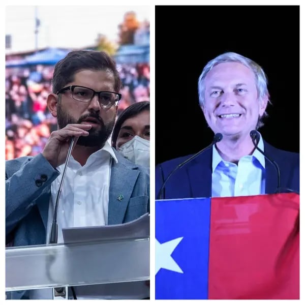 Gabriel Boric (izq.) y José Antonio Kast se disputan la Presidencia en Chile.