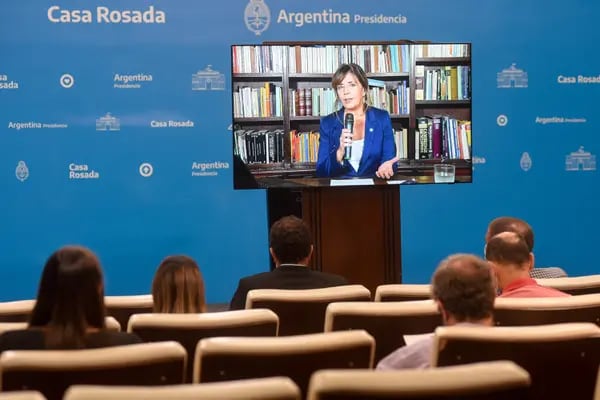 LA funcionaria brinda una conferencia de prensa en Casa Rosada. Fotos: Jefatura de Gabinete de Ministros/Irina Sanchez