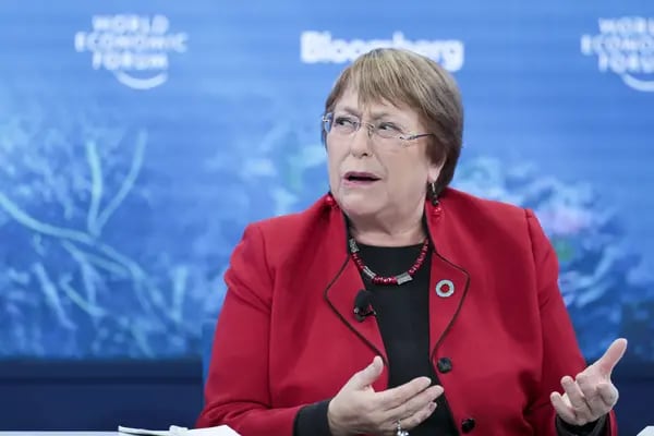 Michelle Bachelet, high commissioner for human rights at the United Nations, gestures as she speaks during a Bloomberg panel session on day two of the World Economic Forum (WEF) in Davos, Switzerland, on Wednesday, Jan. 23, 2019. World leaders, influential executives, bankers and policy makers attend the 49th annual meeting of the World Economic Forum in Davos from Jan. 22 - 25. Photographer: Jason Alden/Bloomberg