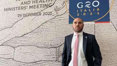 Martín Guzmán. El ministro de Economía en la reunión del G20 en Roma.