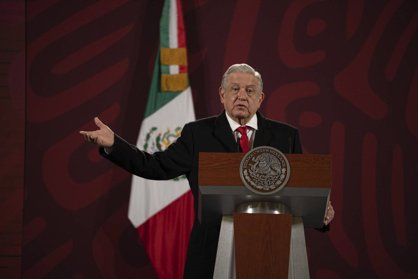 Andrés Manuel López Obrador, presidente de México, durante una conferencia de prensa en el Palacio Nacional en Ciudad de México, México, el miércoles 19 de enero de 2022. dfd