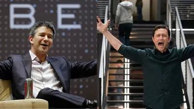 À esquerda, Travis Kalanick, fundador e ex-CEO da Uber. À direita, Joseph Gordon-Levitt, no papel de Kalanick