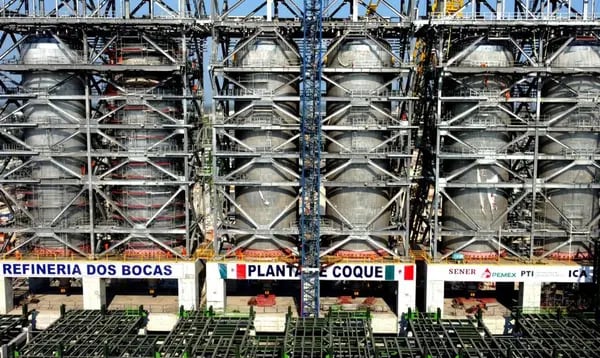 Planta de coque de la refinería Dos Bocas de la empresa mexicana Petróleos Mexicanos (Pemex) en el estado de Tabasco (Foto: Presidencia)