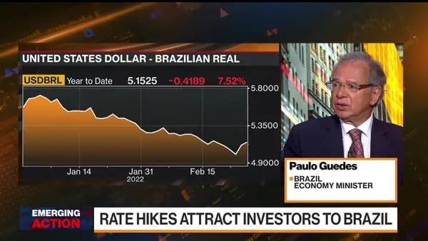Ministro da Economia fala em entrevista à Bloomberg TV