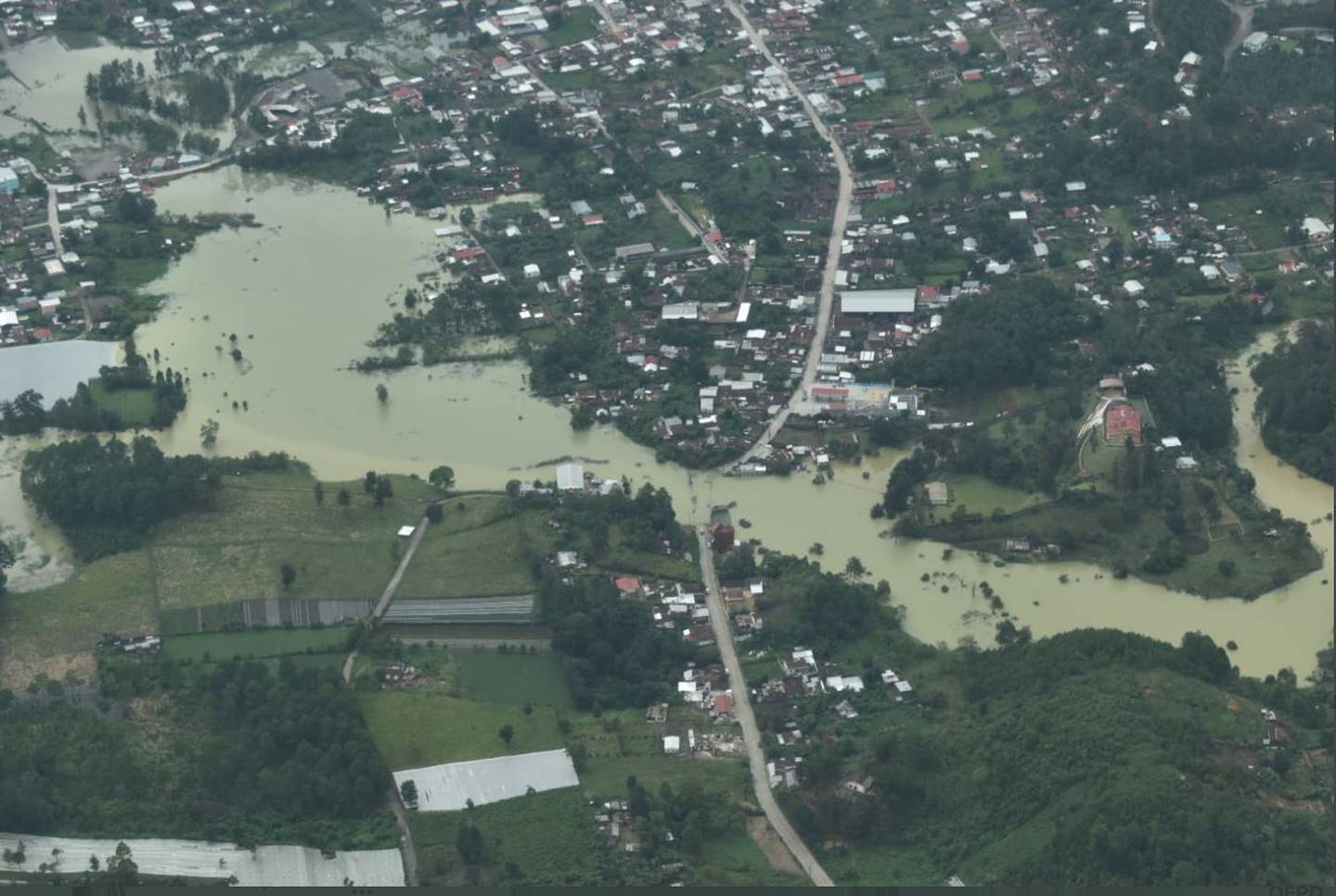 Vista aérea de los lugares más afectados en el país, principalmente, Izabal, Alta Verapaz, entre otros.dfd