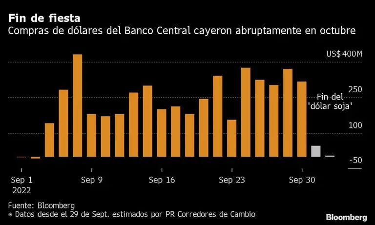 Compras de dólares del Banco Central cayeron abruptamente en octubredfd