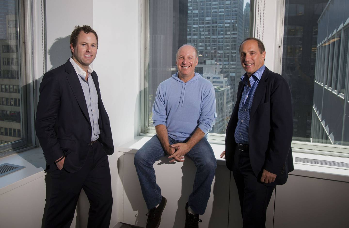 From left: Schonfeld Groups CIO Ryan Tolkin, founder Steven Schonfeld, and President Andrew Fishman. Photographer: Michael Nagle/Bloombergdfd