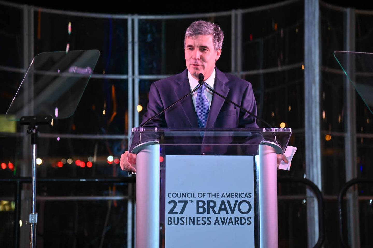 Gaston Bottazzini, CEO of Falabella, after receiving the BRAVO award at the Council of the Americas summit in Miami. Photo: Falabelladfd