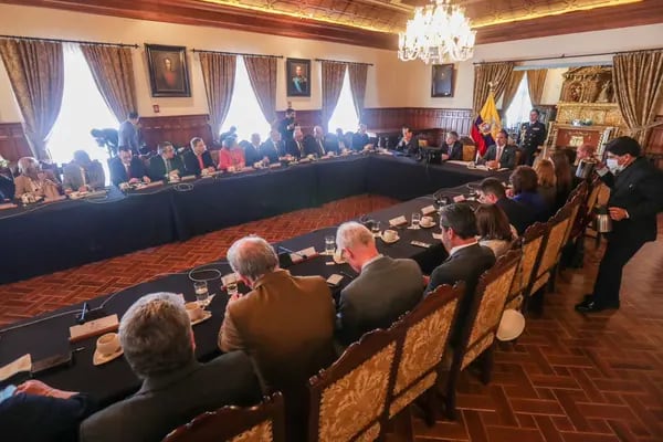 Reunión del presidente Guillermo Lasso y el cuerpo Diplomático radicado en Ecuador, 17 de mayo de 2023.