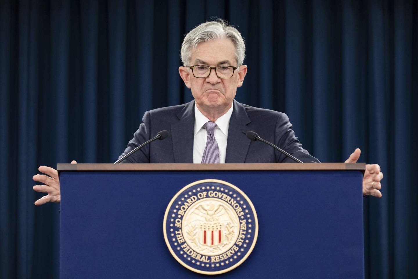 El presidente de la Reserva Federal, Jerome Powell, durante una conferencia de prensa después de una reunión del Comité Federal de Mercado Abierto el 29 de enero de 2020 en Washington, DC.