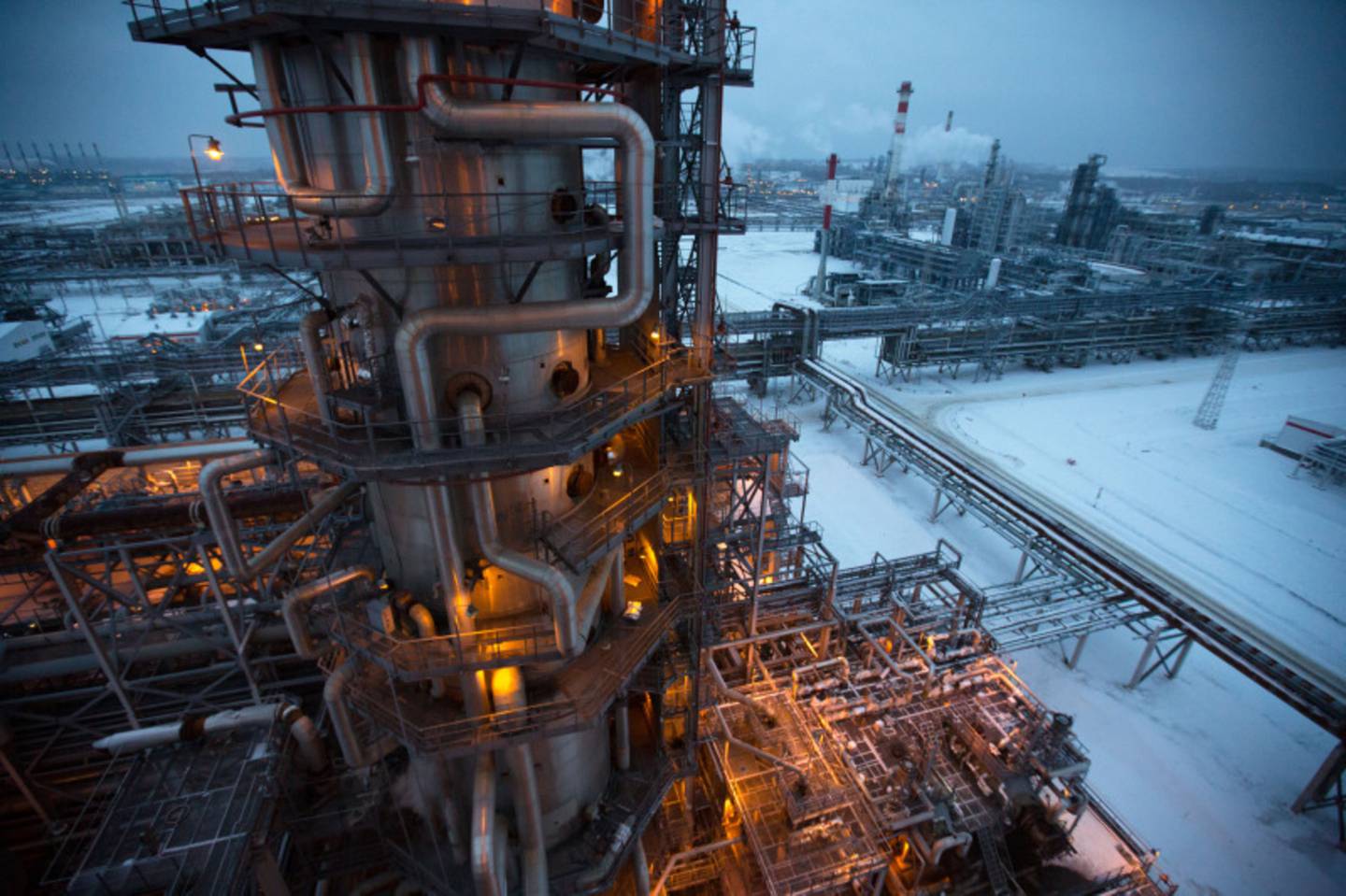 Una refinería de petróleo en Rusia