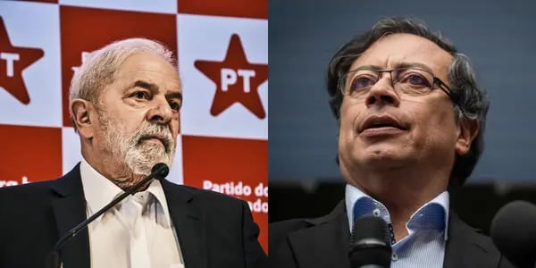 El expresidente brasileño Luiz Inácio Lula da Silva y el candidato a la Presidencia colombiano Gustavo Petro.