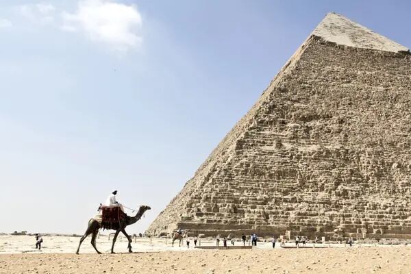 Um camelo passeia passeia pelo complexo de pirâmides localizadas na península de Gizé, a 20 km do Cairo (Egito)