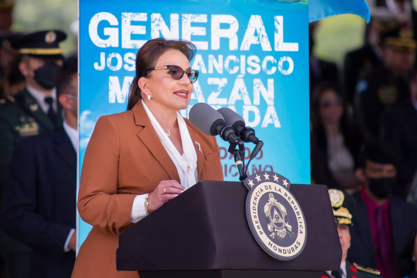 La presidenta Xiomara Castro en un evento oficial por el Día del Soldado, celebrado el 3 de octubre.