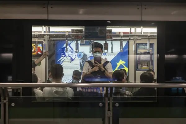 Vagón del metro en Shanghái, China