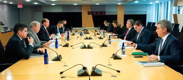 Reunión del mandatario colombiano, Iván Duque, con el presidente del Banco Mundial, David Malpass.