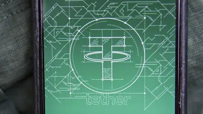 El logotipo de Tether aparece en un smartphone en esta fotografía tomada en Washington, D.C., Estados Unidos, el martes 5 de diciembre de 2017.