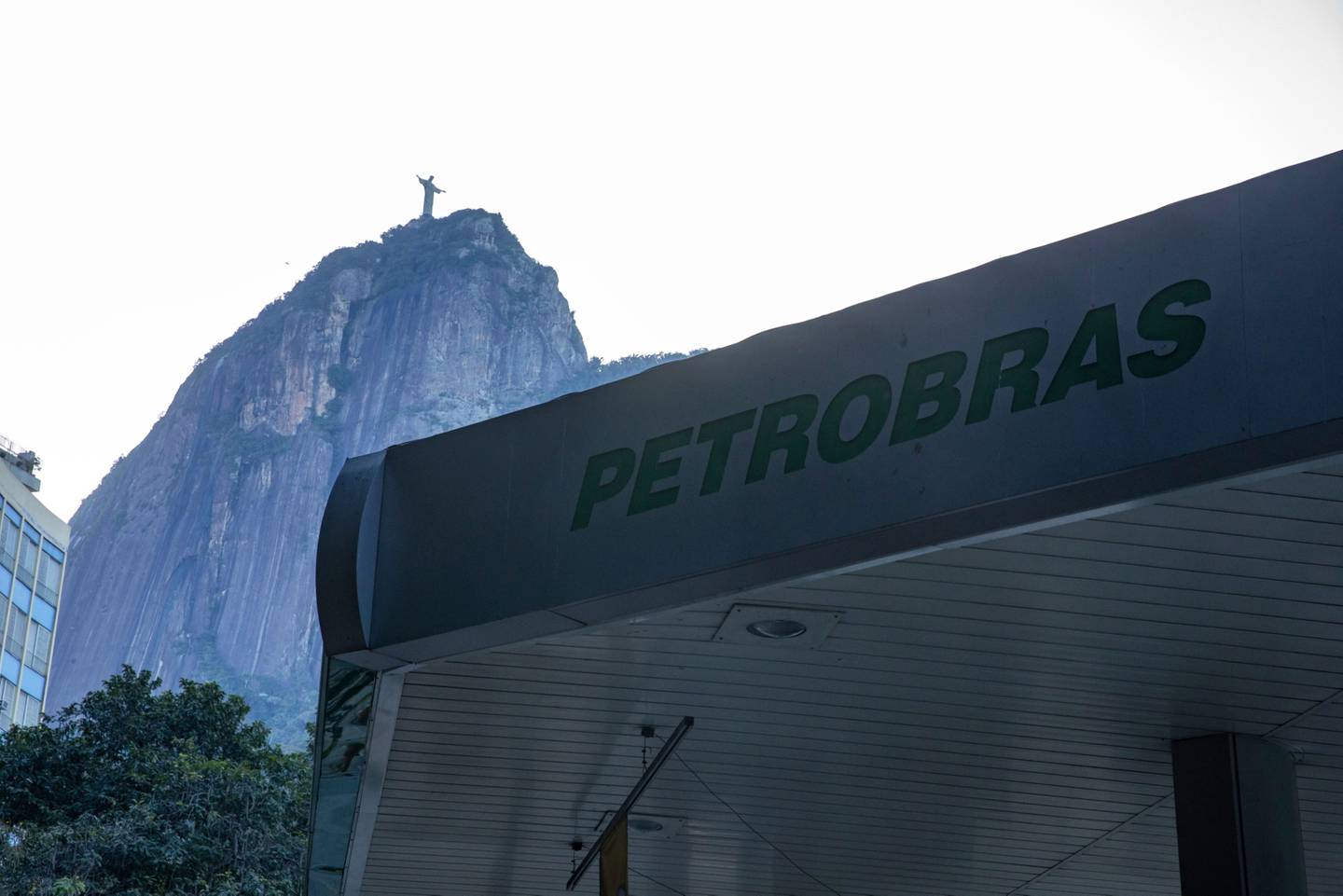 Signage outside a Petroleo Brasileiro SA (Petrobras) gas station in Rio de Janeiro.