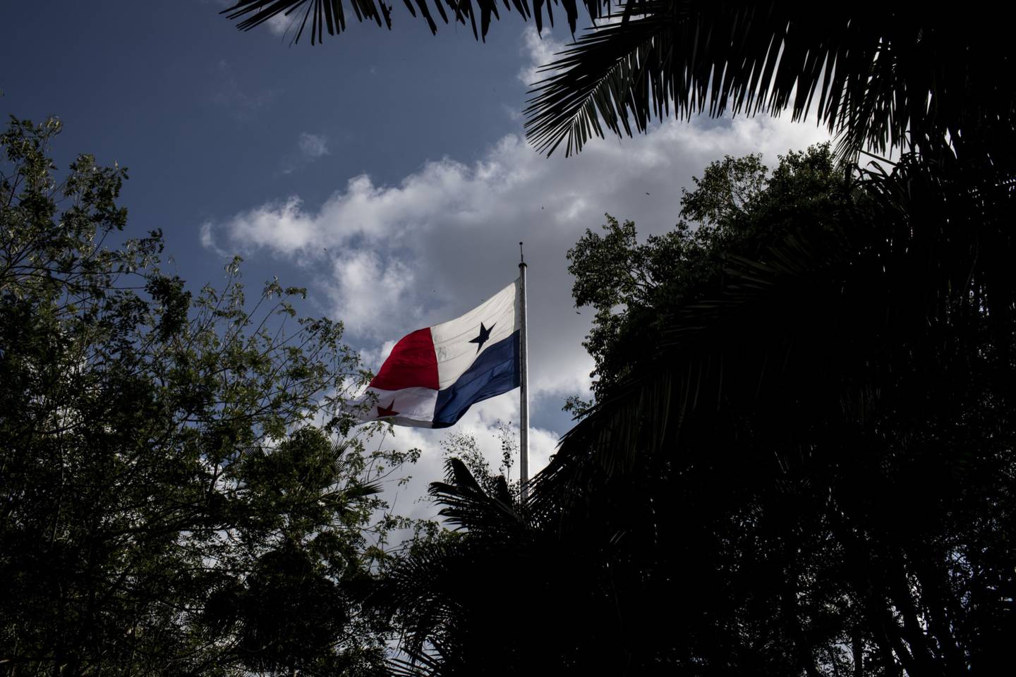 La bandera de Panamá ondea en un parque de la capital.