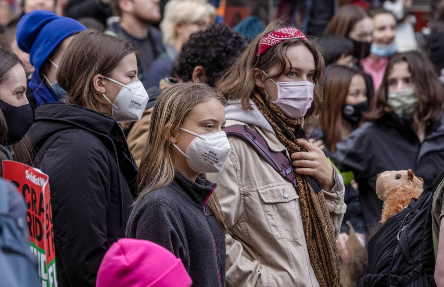 Greta Thunberg, durante una marcha de protesta el "Día de la Juventud", en el marco de las conversaciones sobre el clima de la COP26 en Glasgow, el 5 de noviembre. Fotógrafo: Jonne Roriz/Bloombergdfd